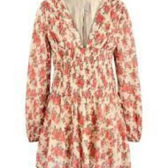 NEW Free People Women's Keep You Smocked Mini Dress Ivory Combo Small NWT - Picture 5 of 8